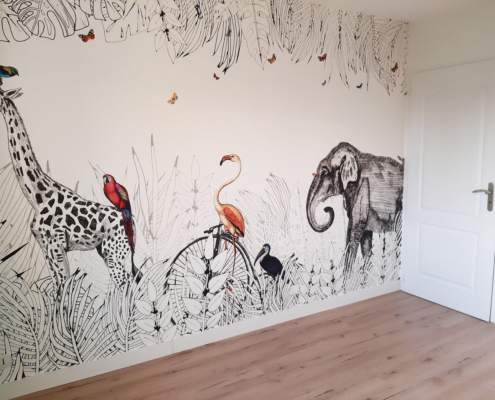 Papier peint animaux chambre enfant Atelier Pro Peinture Pouillé